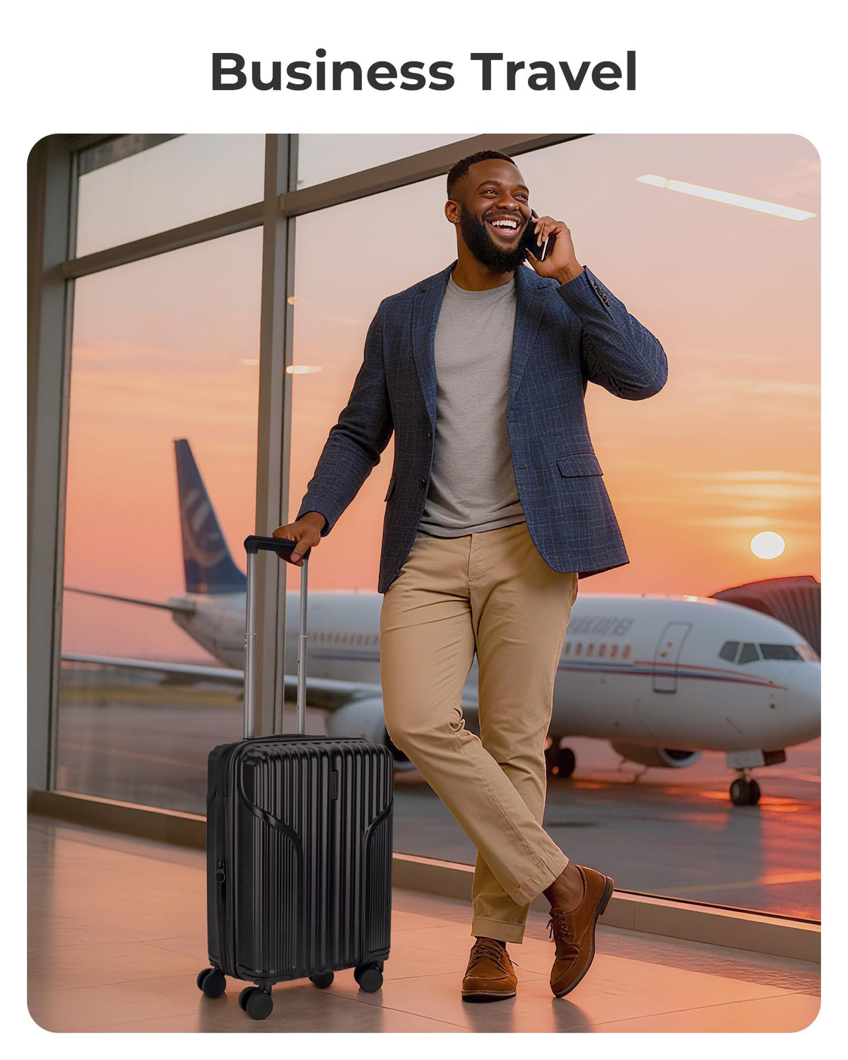 Carry On Luggage with Wheels, Black N8034