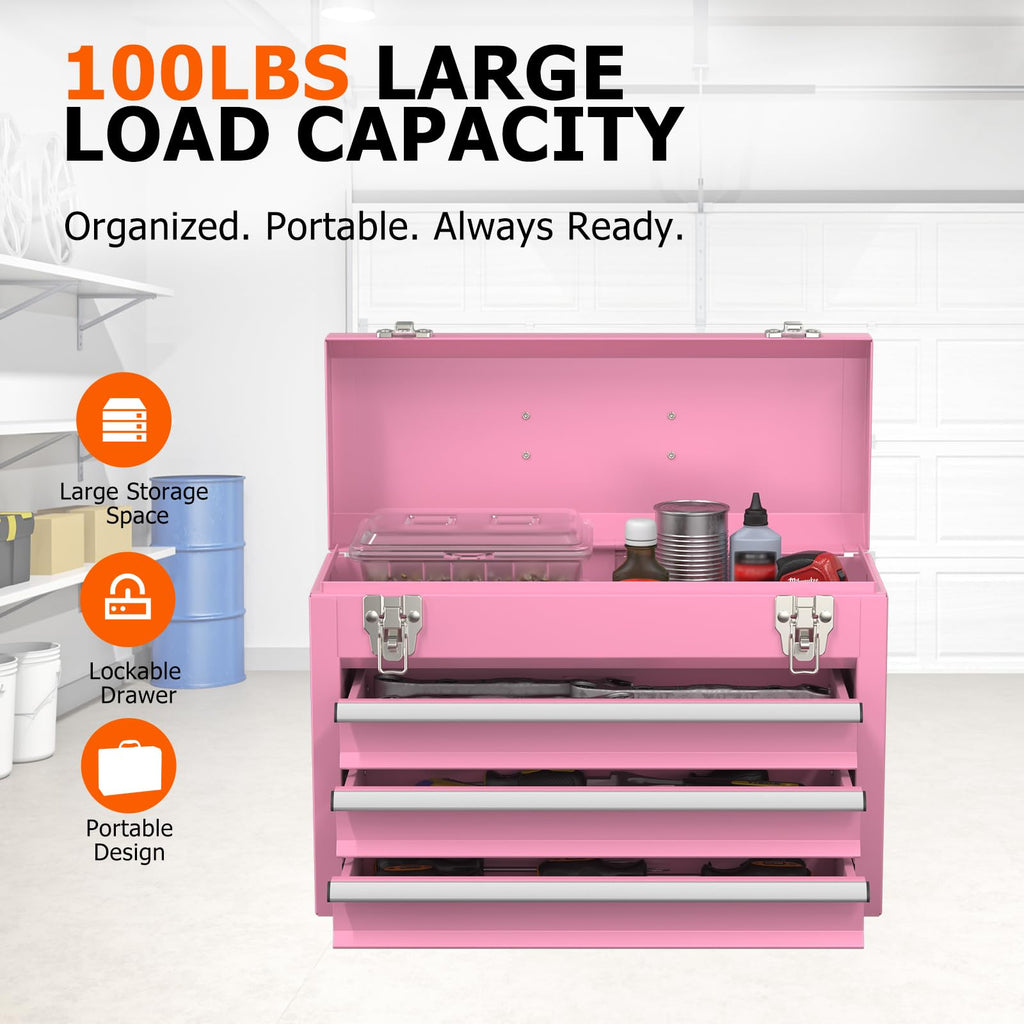 Portable Metal Tool Box with Drawers U64066