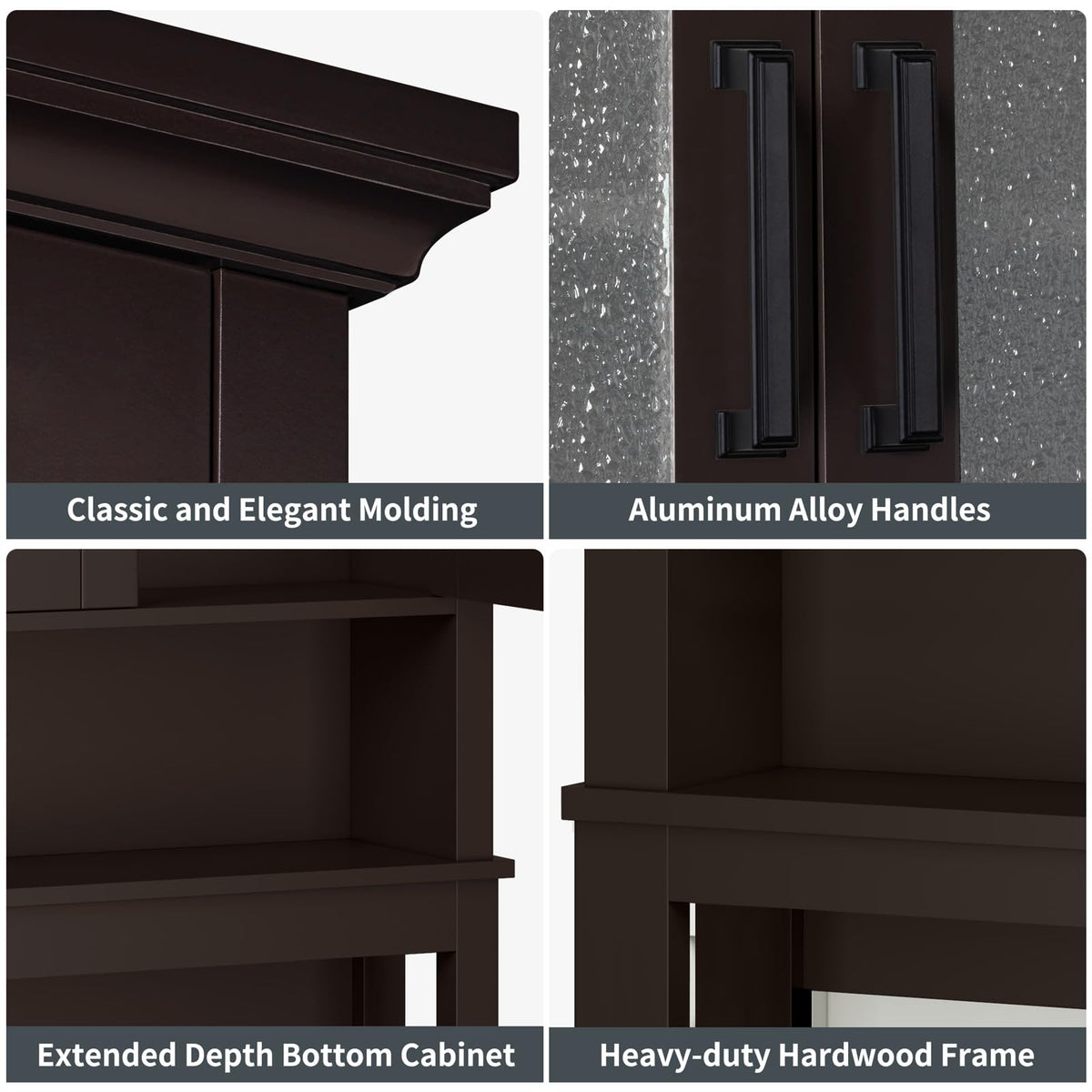 Over Toilet Storage Cabinet with Glass Doors and Adjustable Shelf F9319
