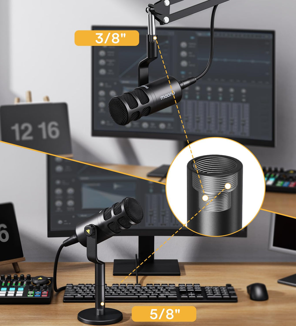 XLR Podcast Microphone, Cardioid Dynamic Metal Desk Mic R1864