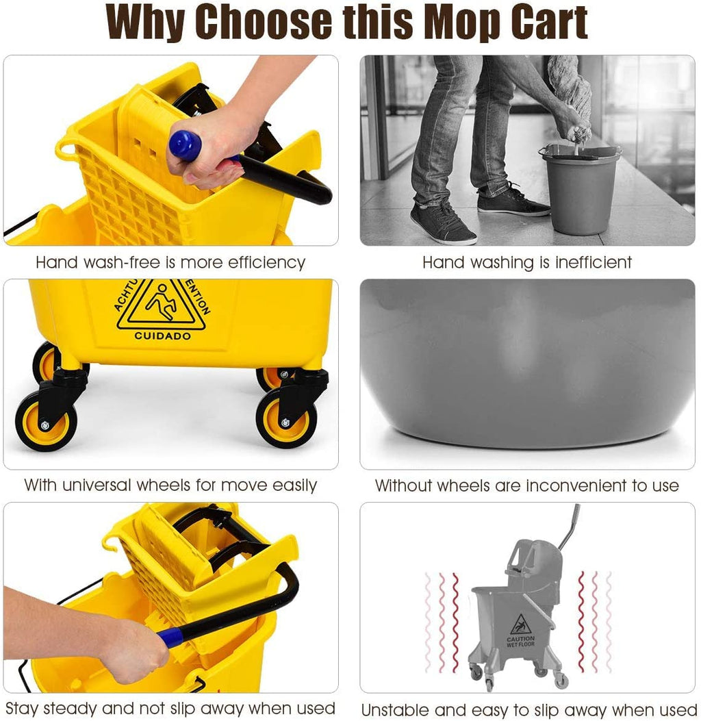 Yellow 35 Quart Side Press Mop Bucket Z470