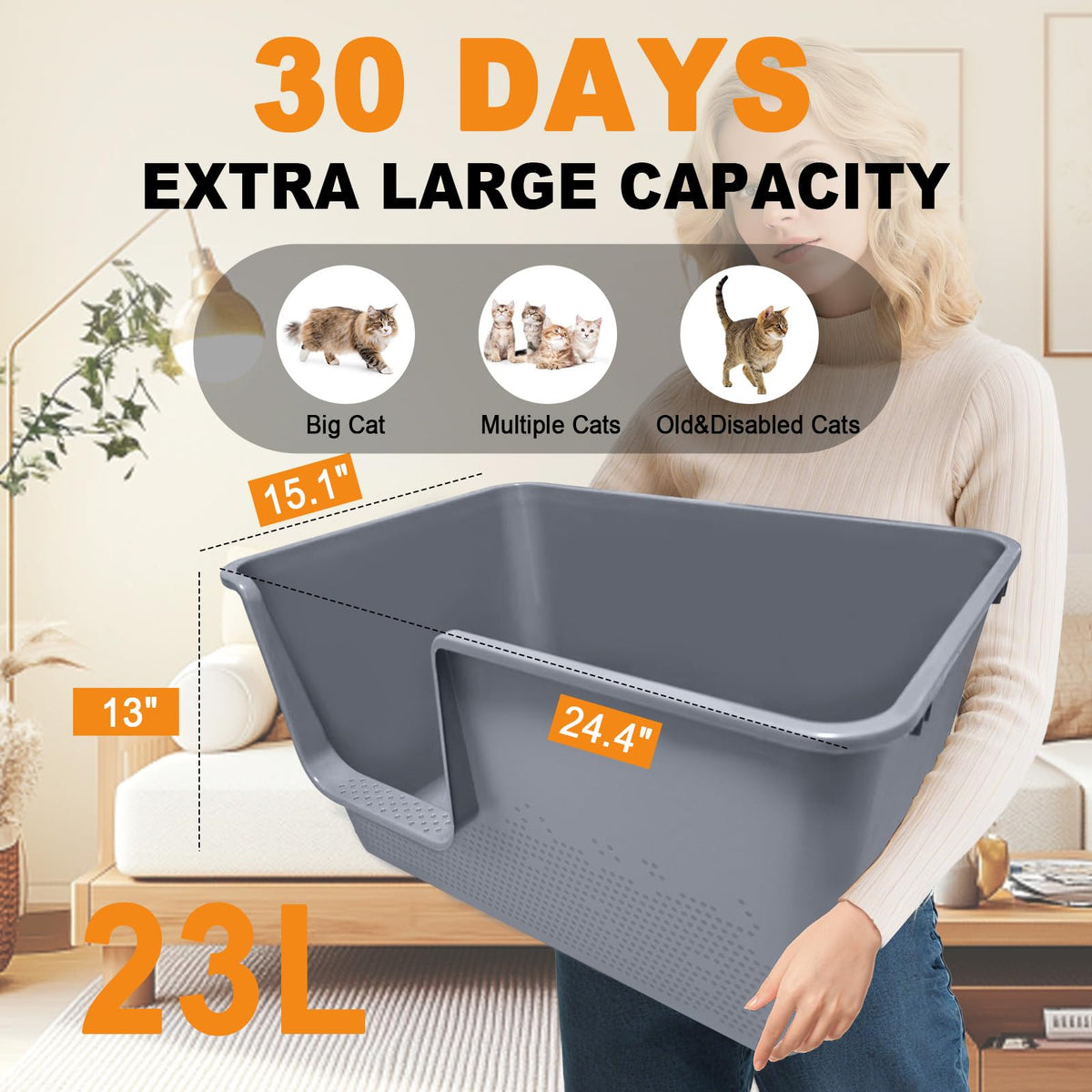 XL High Sides Cat Litter Box D67558