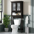 Over Toilet Storage Cabinet with Glass Doors and Adjustable Shelf F9319