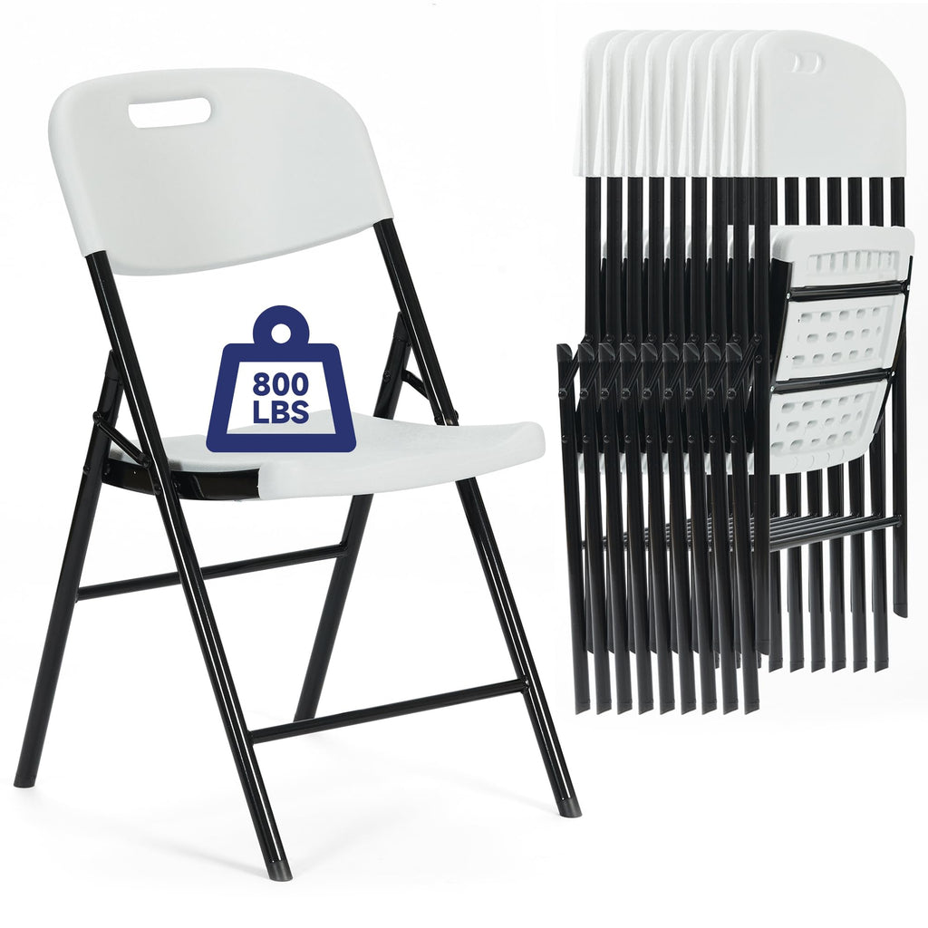 10 Pack White 800 LBS Folding Chairs M34949