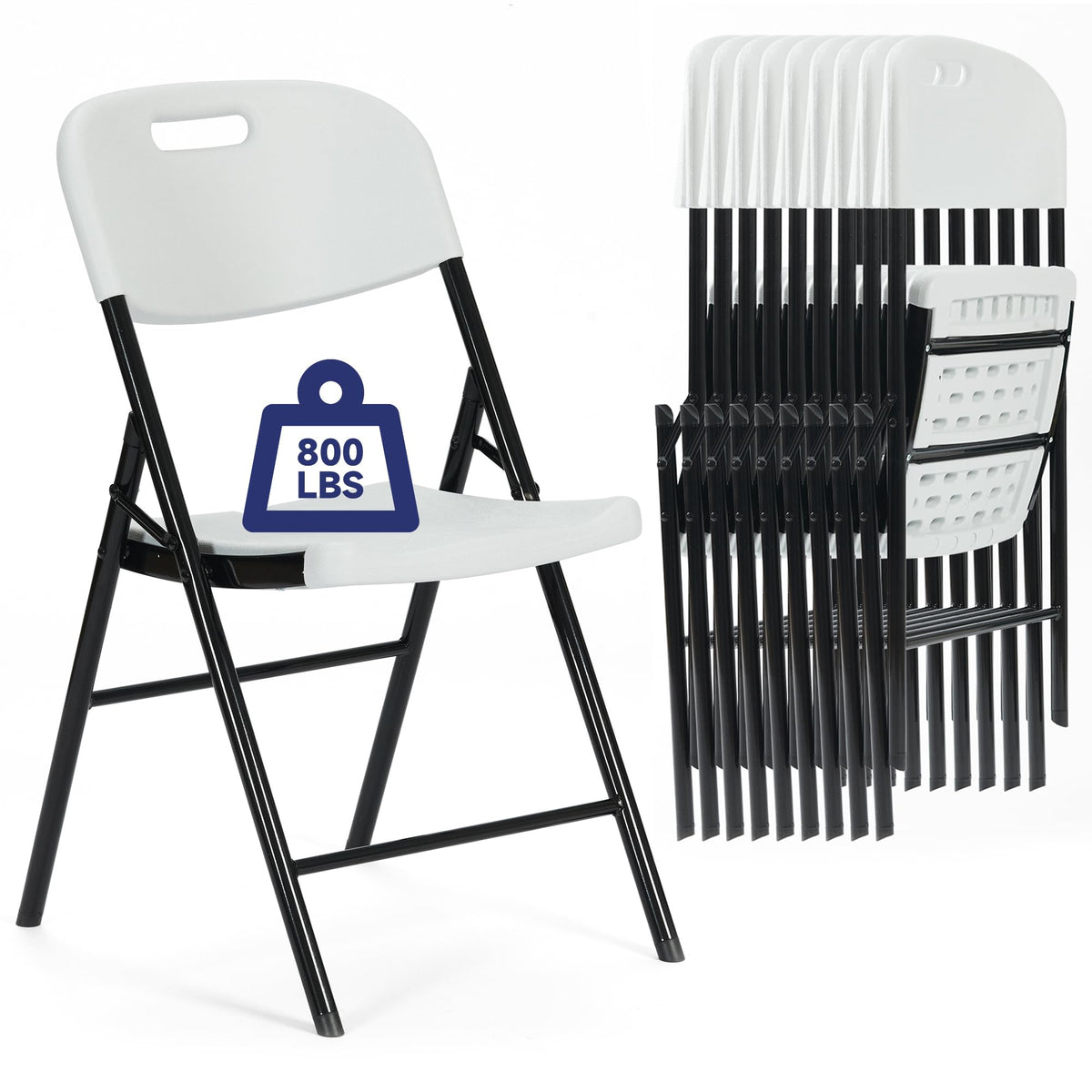 10 Pack White 800 LBS Folding Chairs M34949