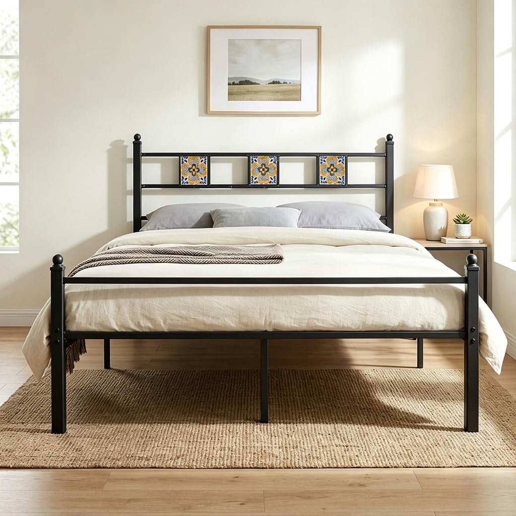 Full Size Metal Bed Frame with Headboard Footboard P728