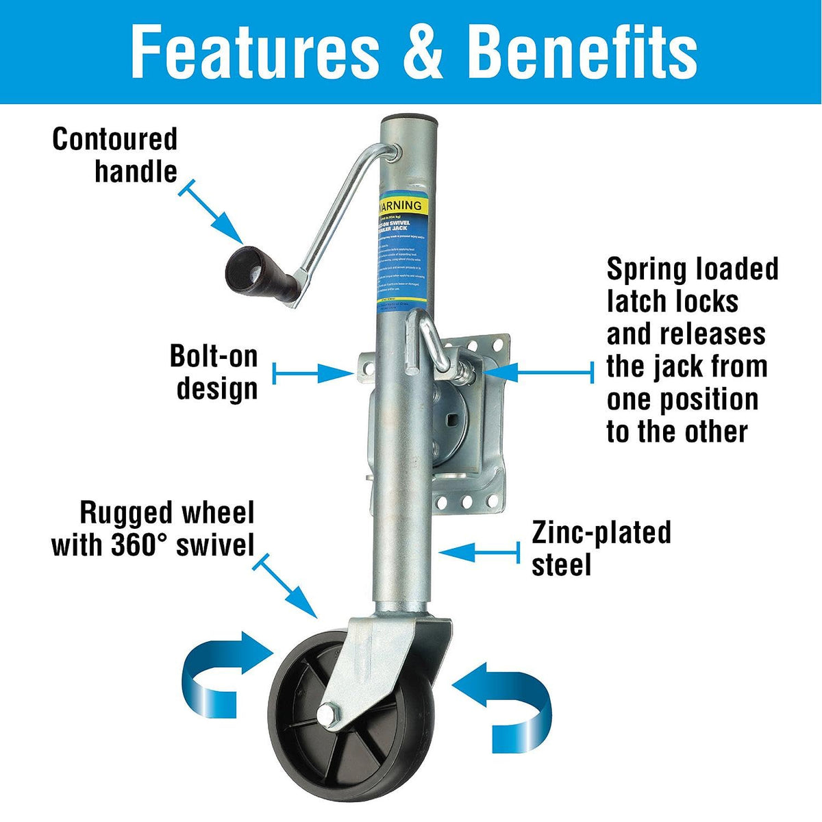 Fold Up Trailer Jack, 22-7/8 In., 1,000 Lbs I129