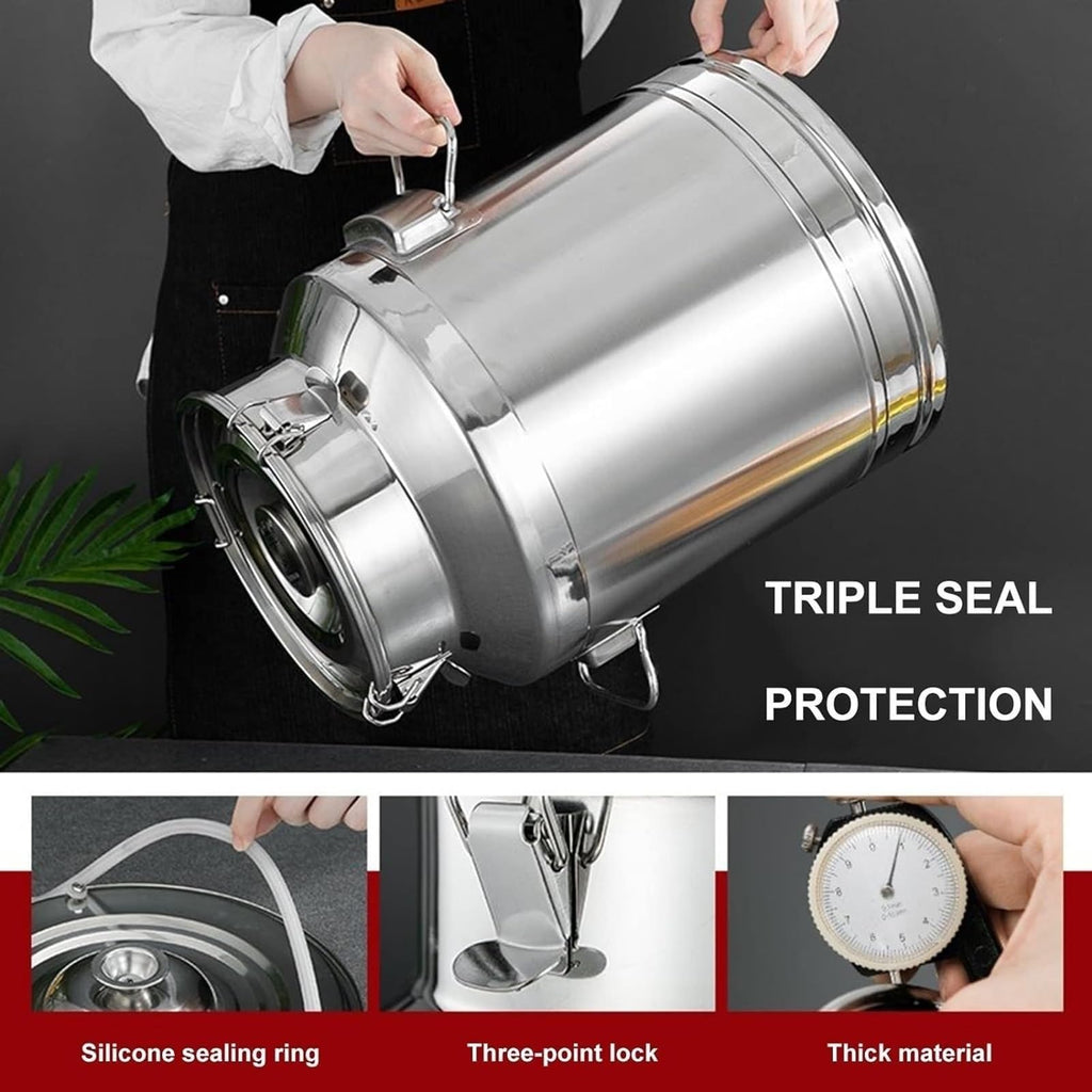 304 Stainless Steel Airtight Food Storage Container with Lid Faucet and Handles W639695