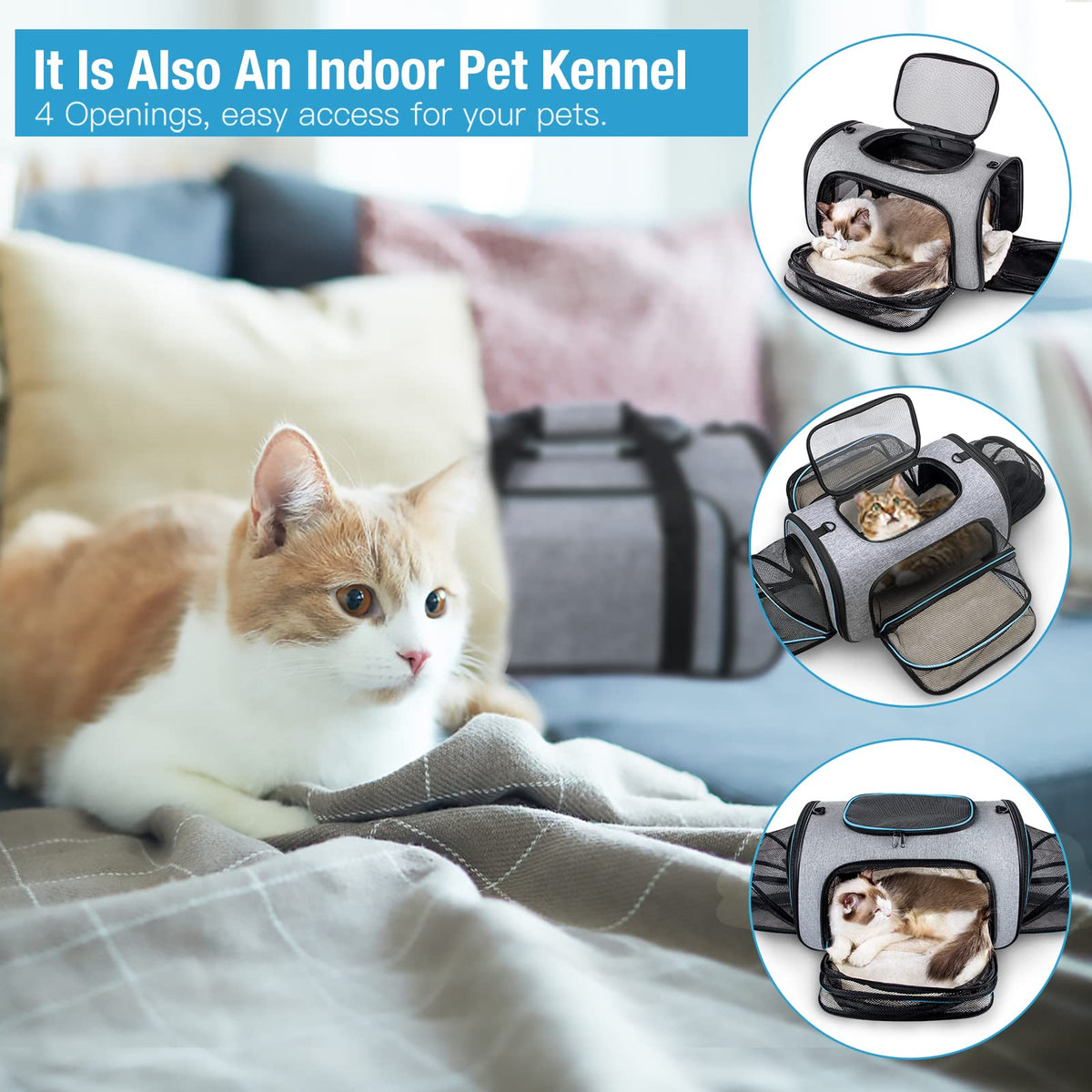 Airline Approved Expandable Soft Sided Pet Carrier with Fleece Pad G567