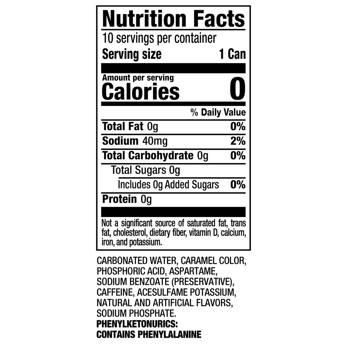 Zero Sugar Soda 7.5 fl oz 10 Pack T4150