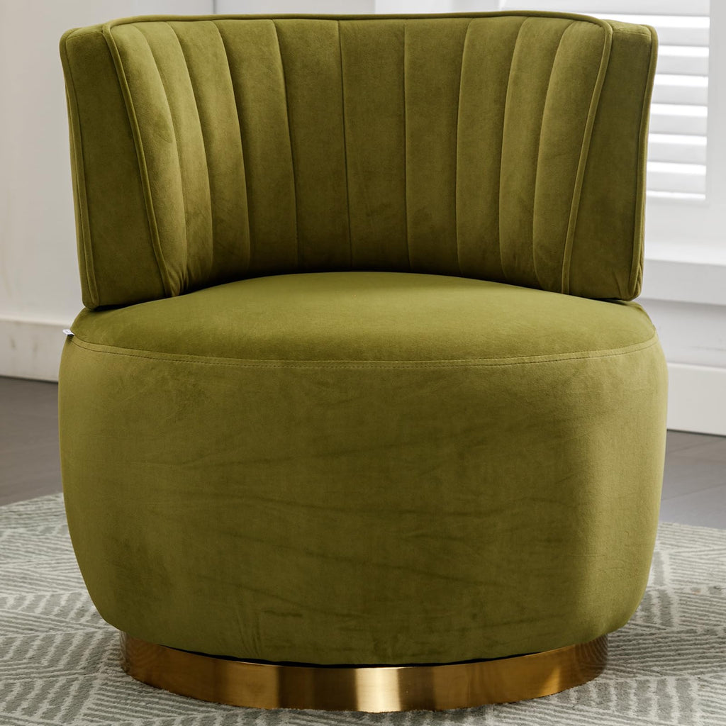 Green Velvet Swivel Barrel Chair L9955