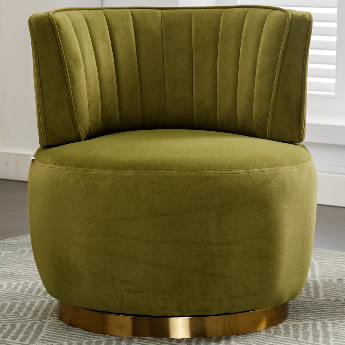 Green Velvet Swivel Barrel Chair L9955