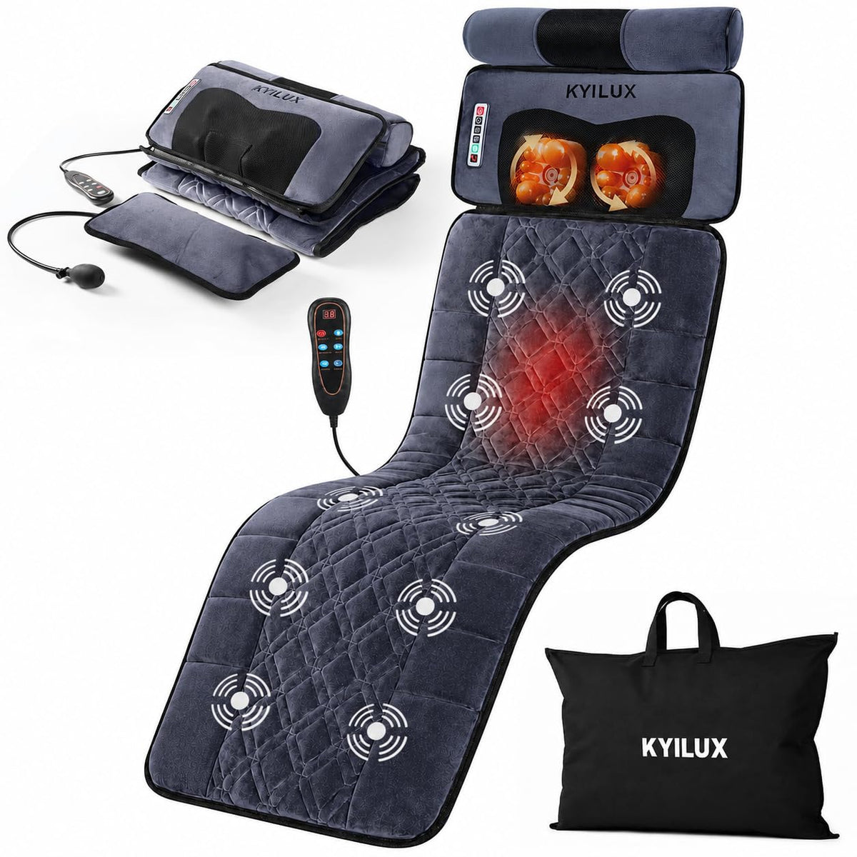 Vibration Massage Mat with Heat and Detachable Neck Massager L974571