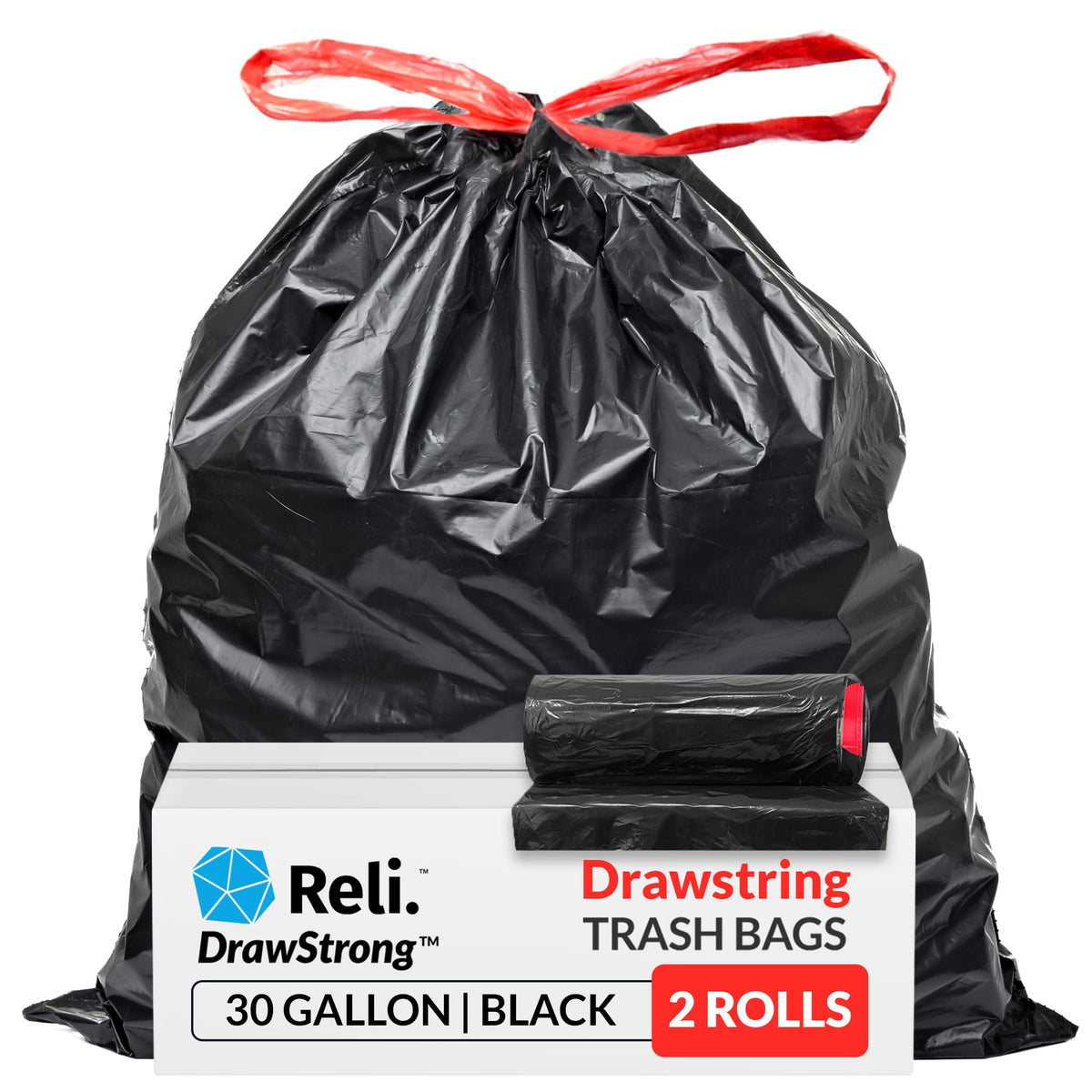 30 Gallon Black Drawstring Trash Bags 150 Count M9673