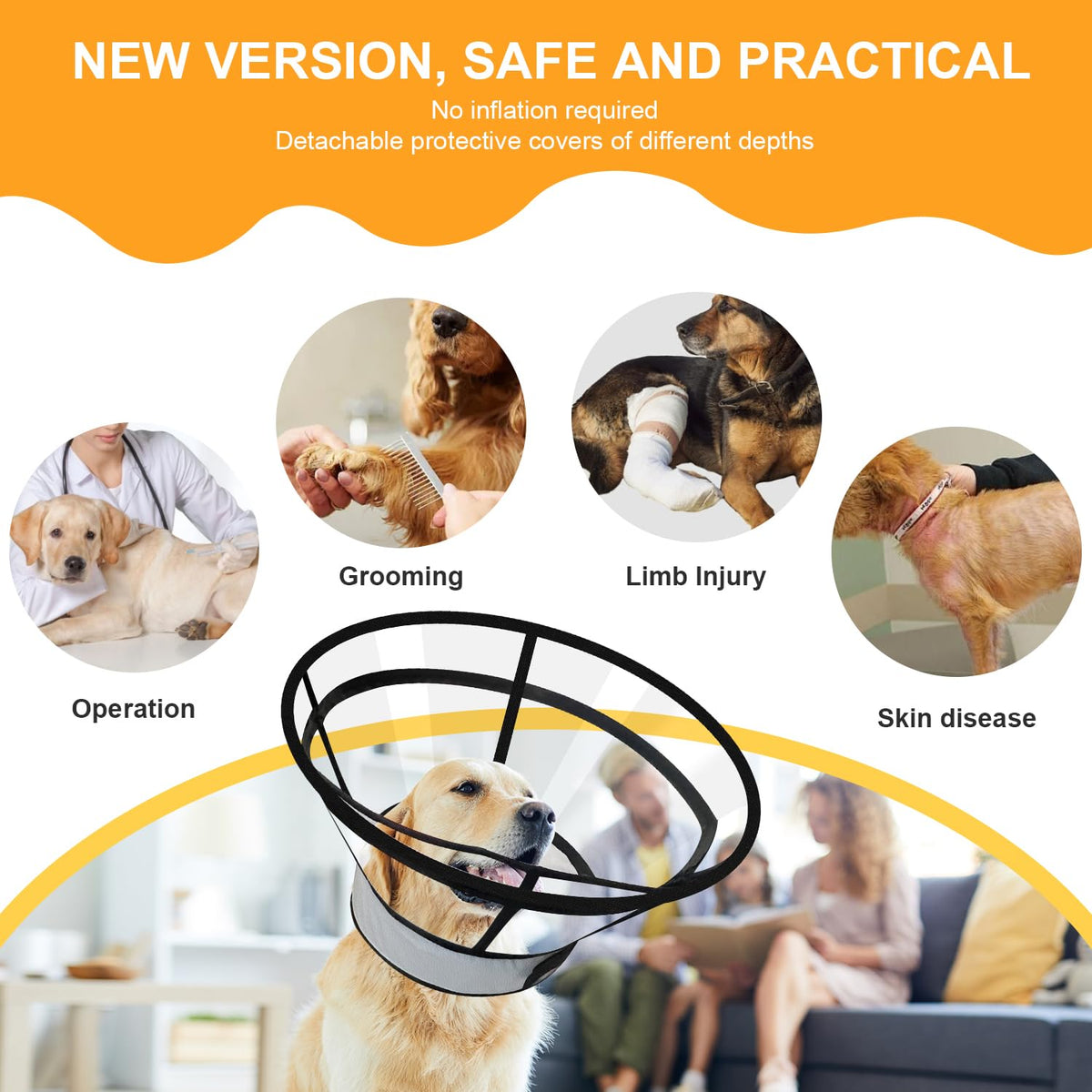 Inflatable Dog Cat Cone Collar with 2PCS Cover C151138