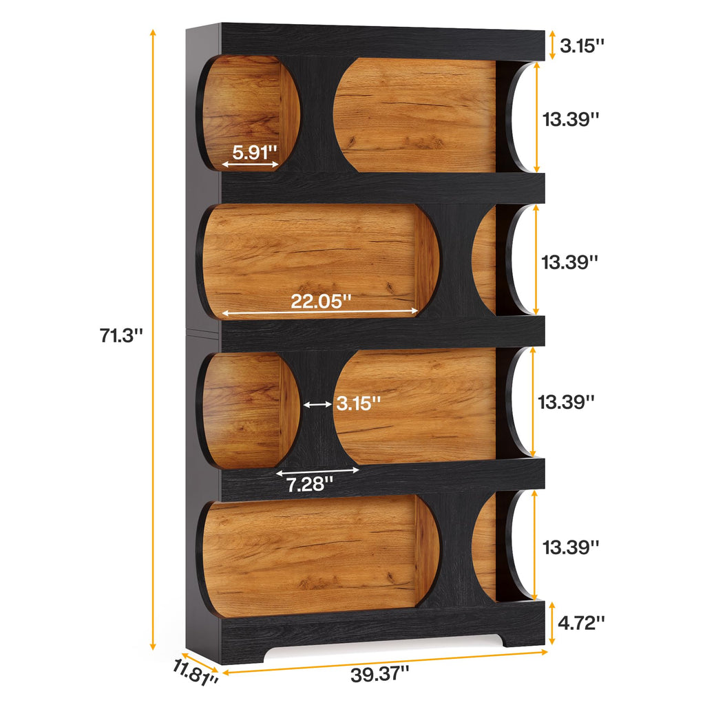 71" Tall 4-Tier S-Shaped Wood Bookcase B9395