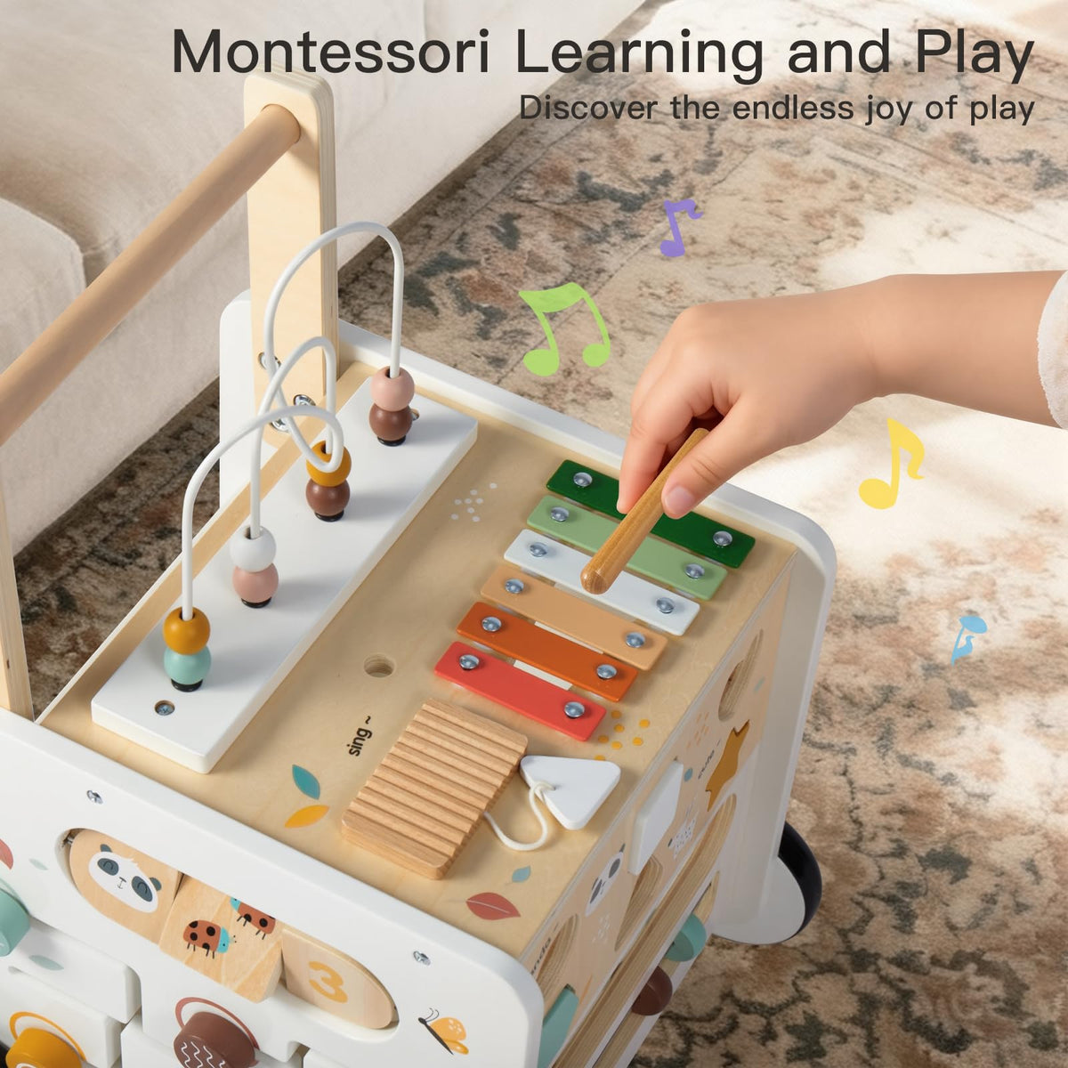 Wooden Baby Walker Activity Cube Push Walker W360058