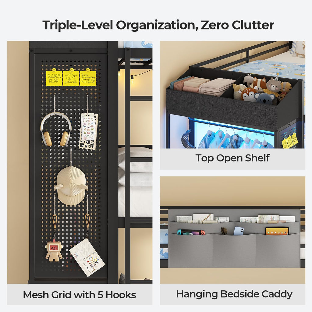 Triple Bunk Bed with 6 Storage Drawers E188594