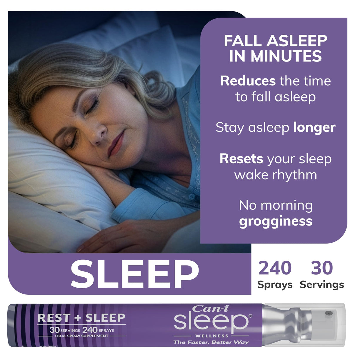Natural Sleep Aid Spray with Melatonin 1 mg, GABA, & 5HTP K585