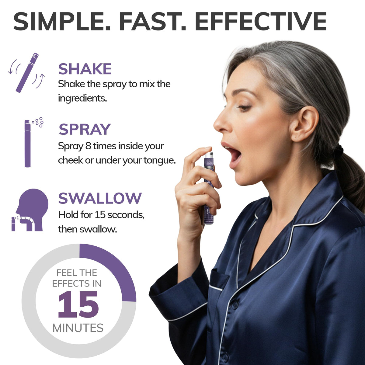 Natural Sleep Aid Spray with Melatonin 1 mg, GABA, & 5HTP K585