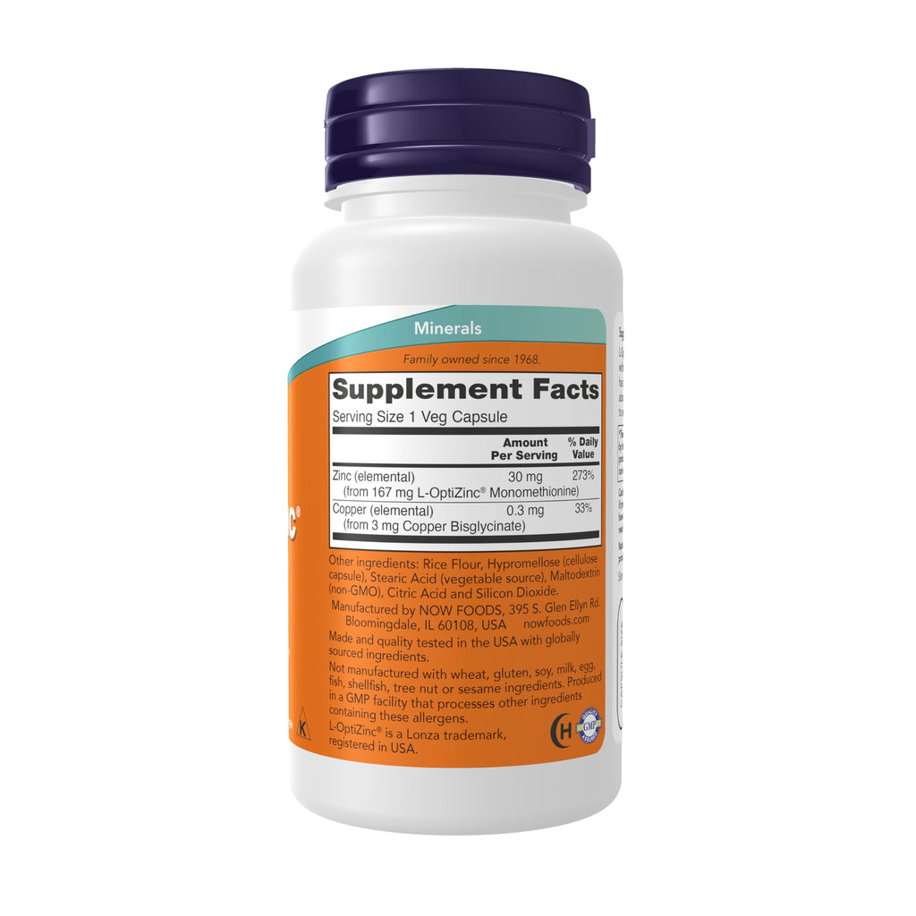 L-OptiZinc 30 mg with Copper 100 Veg Capsules N76726