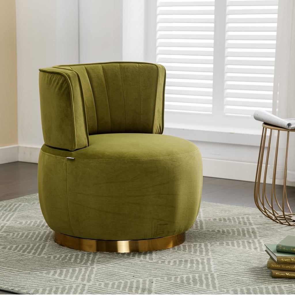Green Velvet Swivel Barrel Chair L9955
