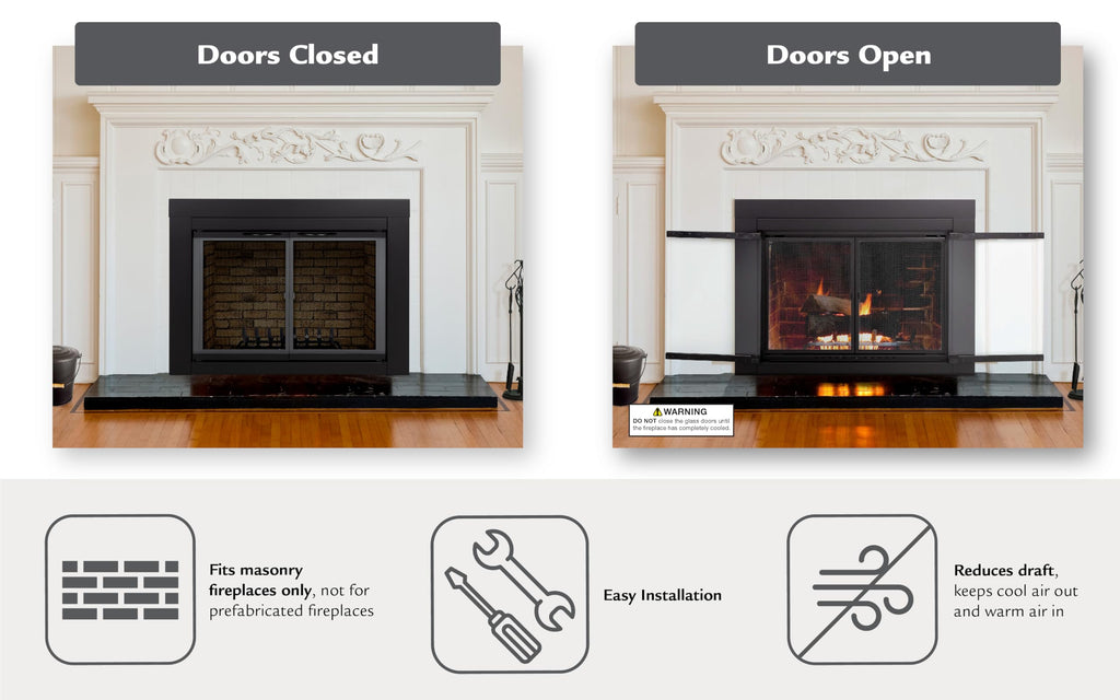 Black Small Fireplace Glass Door O8617