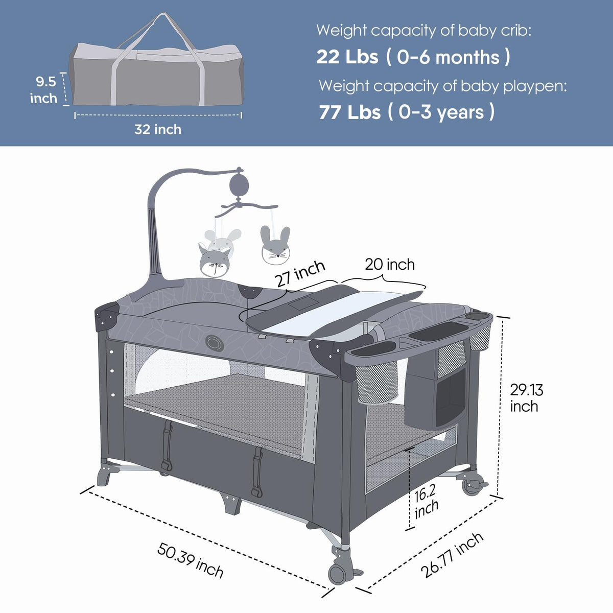 Baby Bassinet Bedside Crib H446
