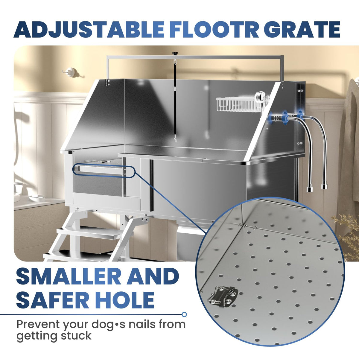 46" Stainless Steel Dog Washing Station with Stairs G28976