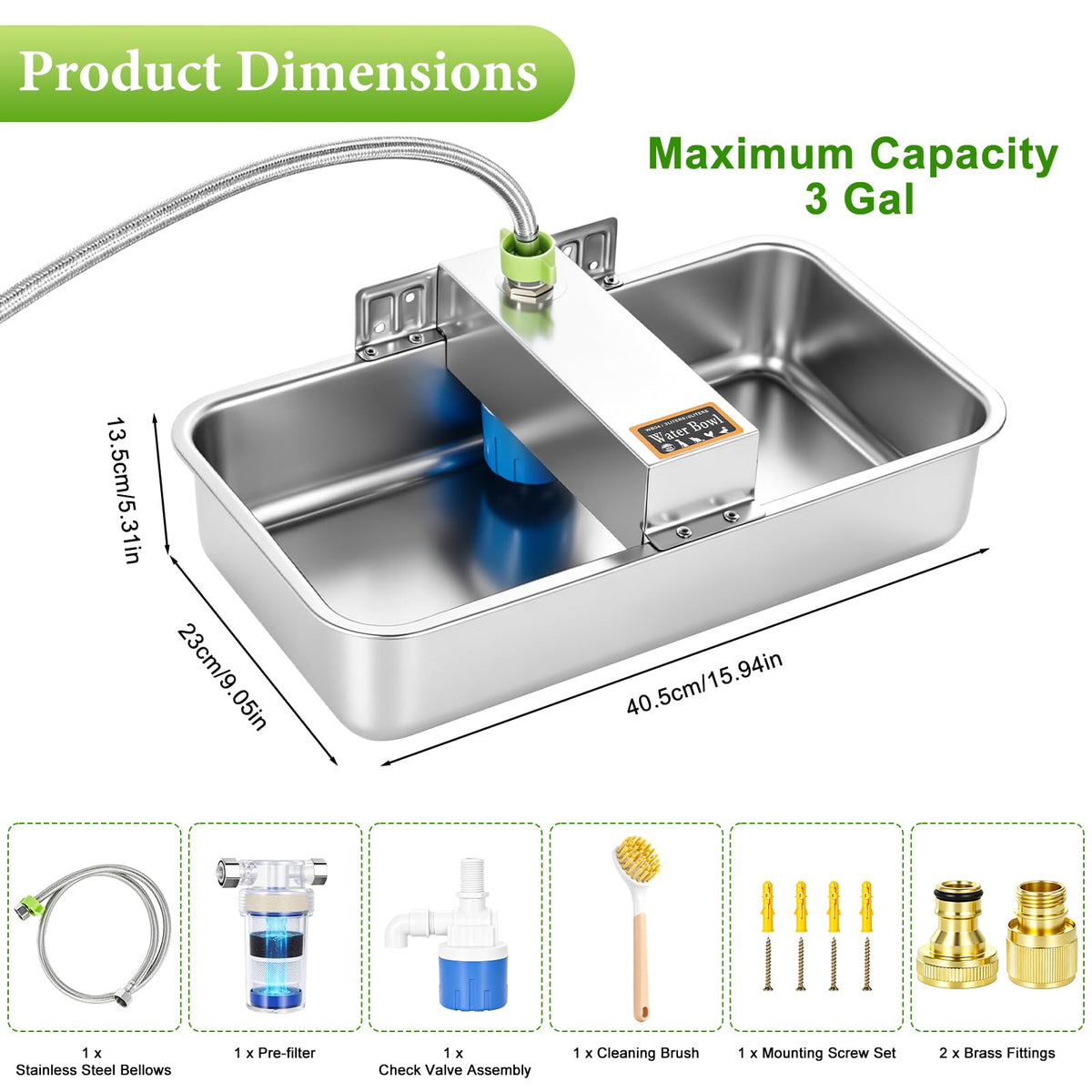 3 Gallon Stainless Steel Chicken Waterer N410