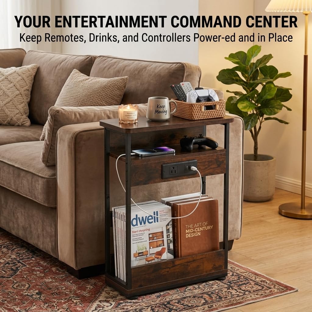 Narrow Side Table with Charging Station G392