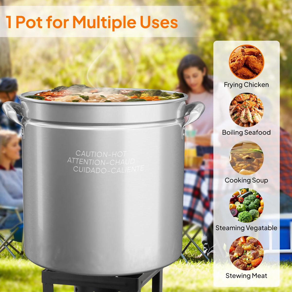 102QT Stainless Steel Stock Pot with Steamer Basket A20931