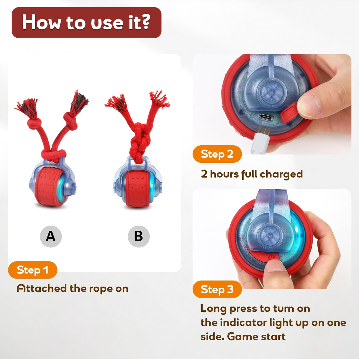 Interactive Rolling Dog Toys with Rope O725