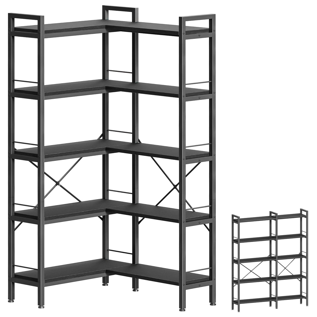 5 Tier L Shaped Corner Bookshelf with 10 Open Shelves H986489