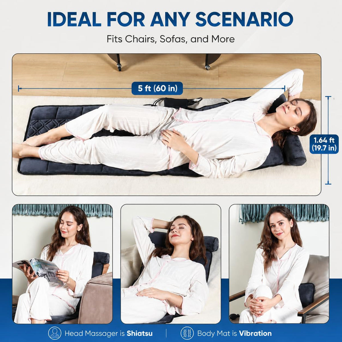 Vibration Massage Mat with Heat and Detachable Neck Massager L974571