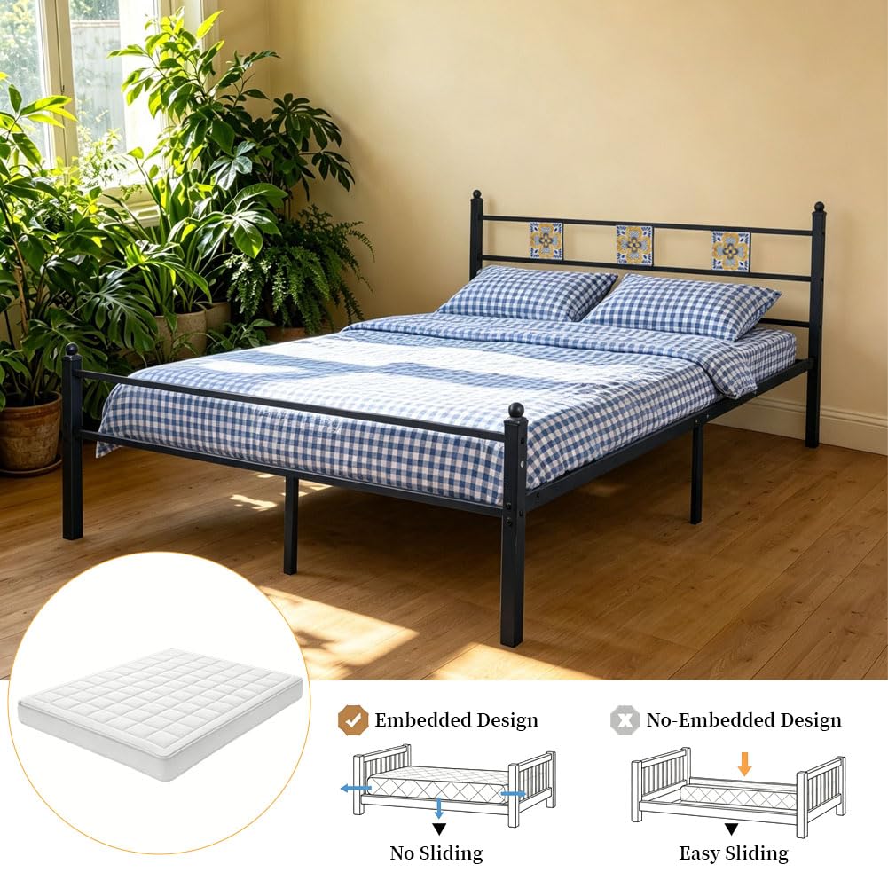 Full Size Metal Bed Frame with Headboard Footboard P728