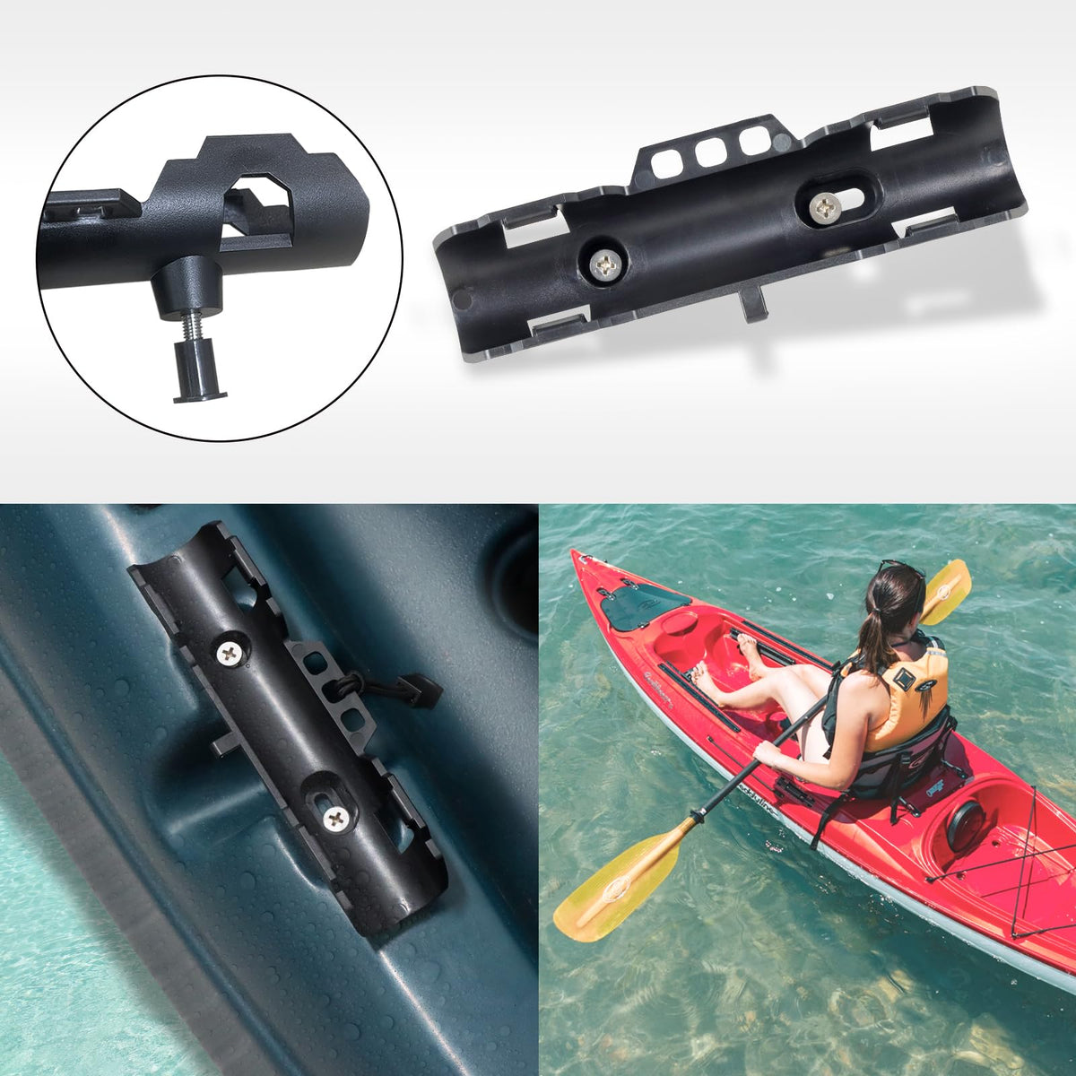 2PCS Kayak Paddle Holder with Leashes & Locking Kits X59119