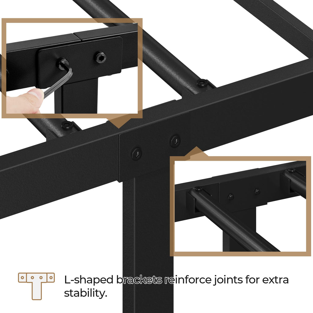 Black Metal Bed Frame with Spindle Headboard J8959