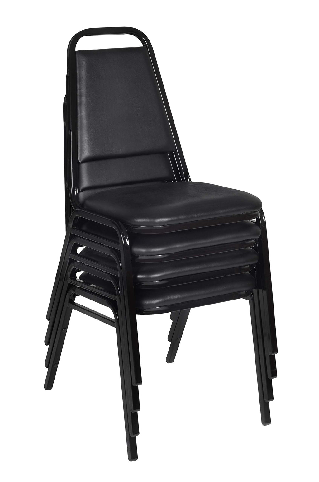 Black 4 Pack Stackable Cushioned Vinyl Chair A487