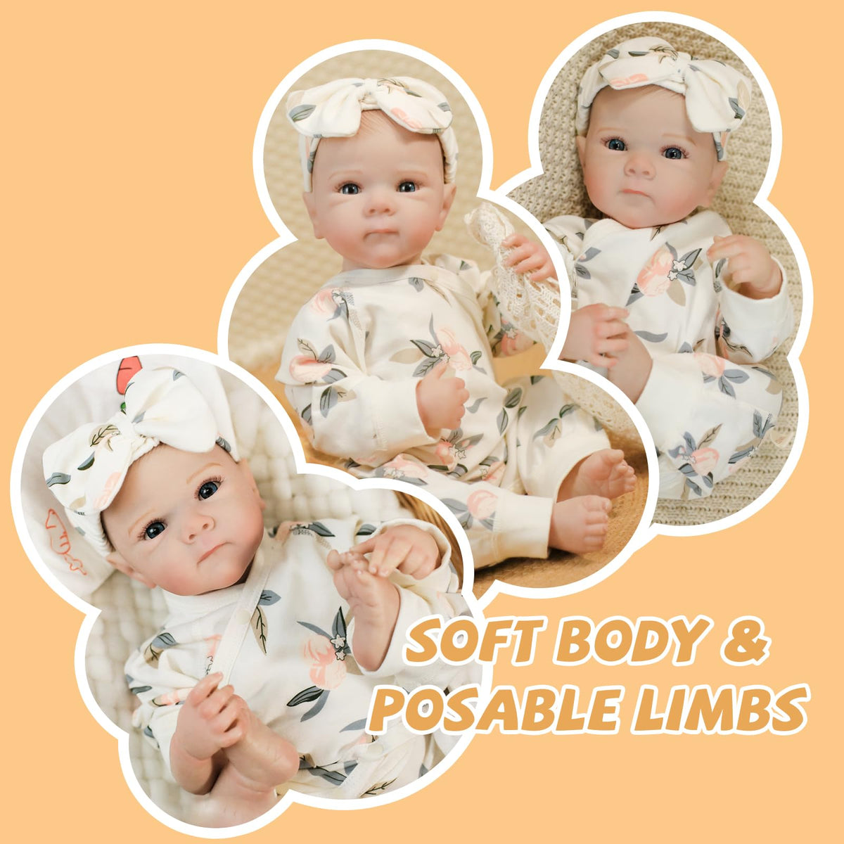 20 Inch Soft Vinyl Poseable Reborn Baby Dolls V2675