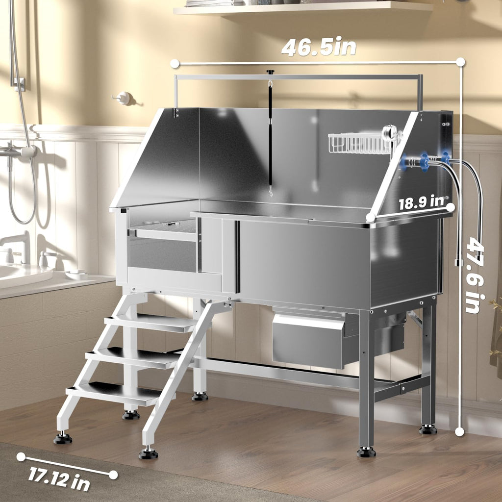 46" Stainless Steel Dog Washing Station with Stairs G28976