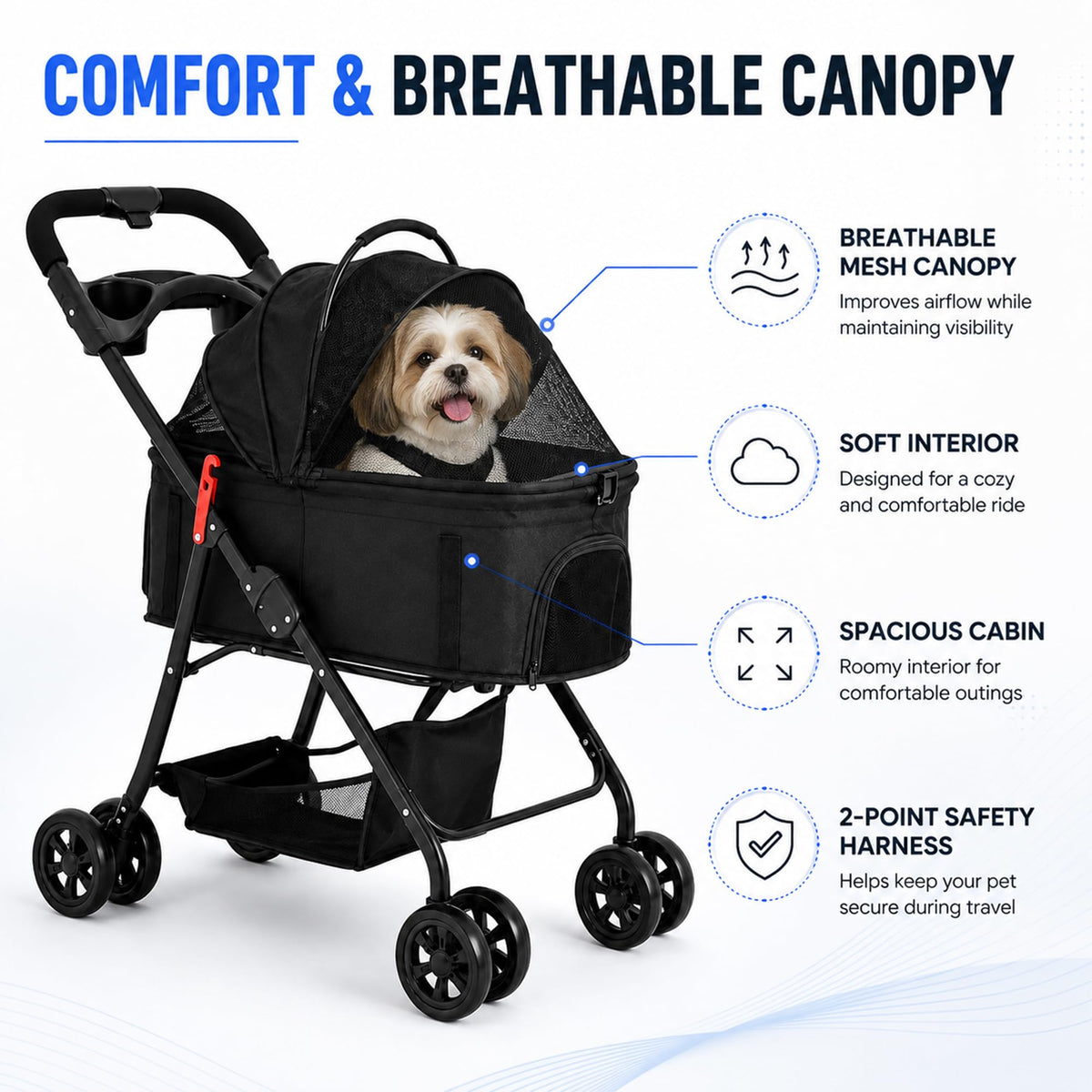 Foldable Pet Stroller with Cup Holder S906