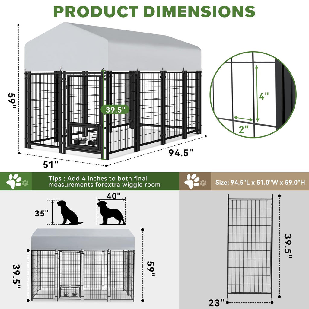 8x4x5FT Outdoor Dog Kennel W818
