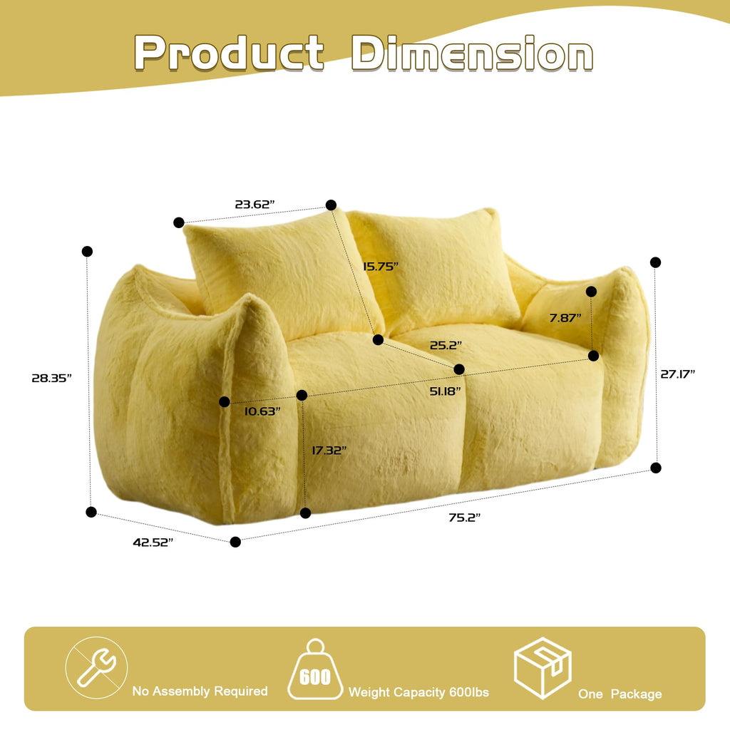 Oversized Faux Fur Memory Foam Bean Bag Chair I752358