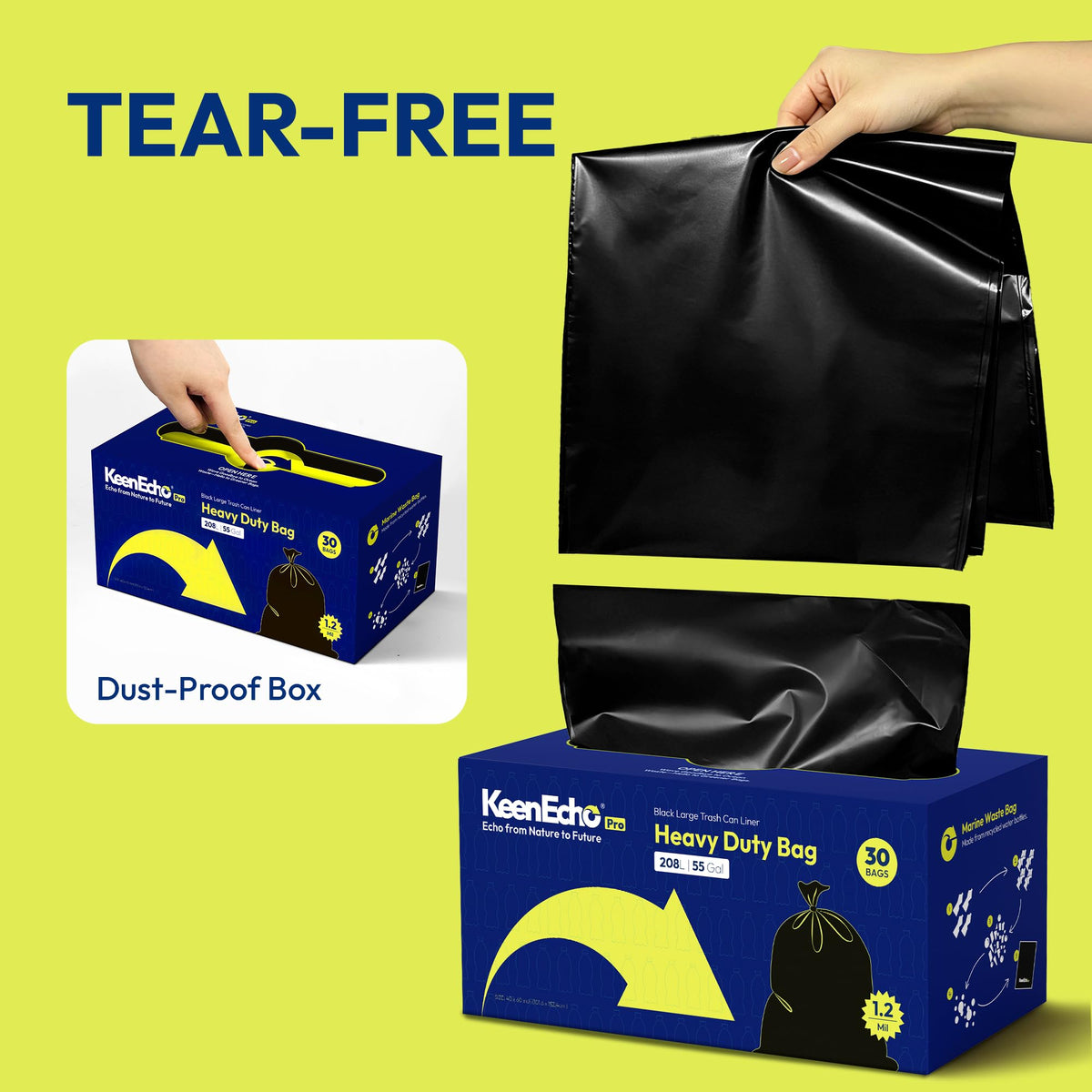 55 Gallon 30 Count 1.2 Mil Black Heavy Duty Trash Bags T443320