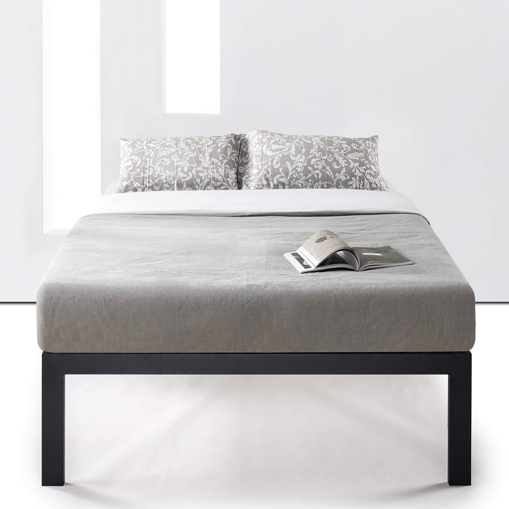 Queen 18 Inch Heavy Duty Steel Platform Bed with Wood Slat S590