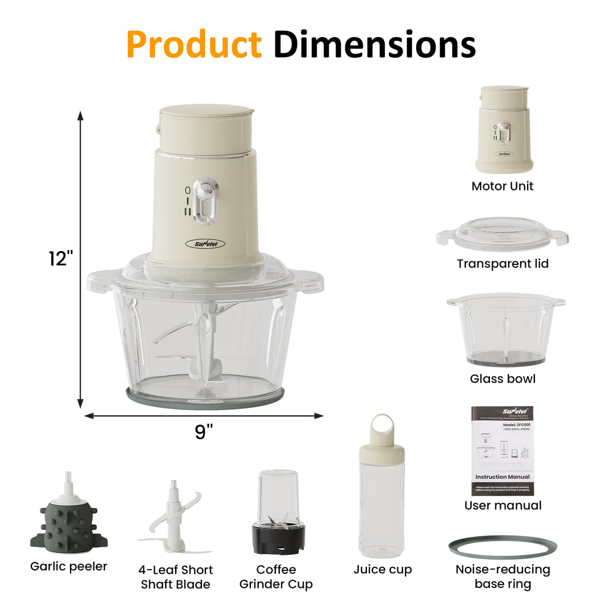 4-in-1 Electric Food Chopper & Small Food Processor F4508