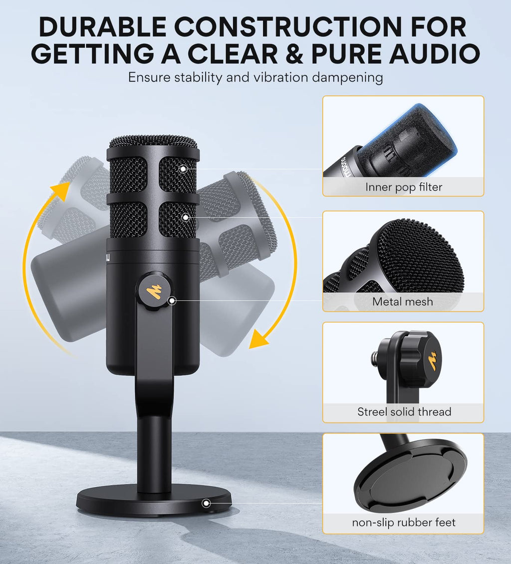 XLR Podcast Microphone, Cardioid Dynamic Metal Desk Mic R1864