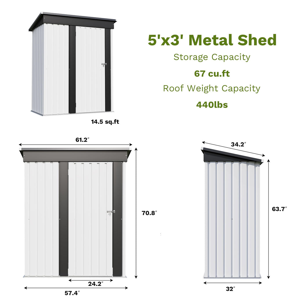 5x3 FT Outdoor Storage Shed T2894