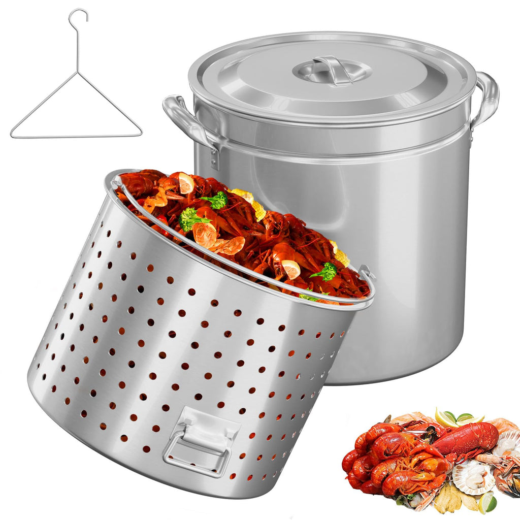 102QT Stainless Steel Stock Pot with Steamer Basket A20931